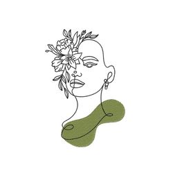 woman with flowers machine embroidery design, 6 sizes, instant download