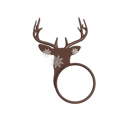 deer monogram frame machine embroidery design, 3 sizes, instant download