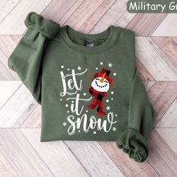 let it snow sweatshirt, christmas snowman shirt, christmas crewneck, holiday sweater, christmas gift, christmas shirt fo