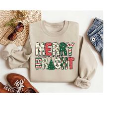 retro merry and bright sweatshirt ,retro merry christmas sweater, merry and bright sweater, family christmas sweatshirt,