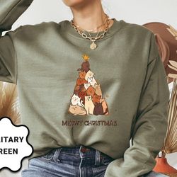 meowy christmas sweatshirt, funny christmas sweatshirt, christmas sweater, women's christmas, winter sweatshirt, cat lov