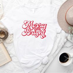 merry and bright shirt, matching family christmas shirts, christmas tee, holiday shirt, women's christmas, christmas shi