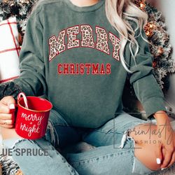 merry christmas leopard sweater, vintage christmas sweatshirt, christmas sweatshirt, iprintasty christmas, merry christm