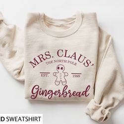 mrs claus christmas sweatshirt, women christmas shirt, funny christmas gift, womens sweater, retro christmas gingerbread