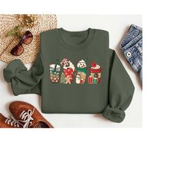 christmas coffee sweatshirt gift for coffee lovers,winter coffee sweater,coffee addict shirt, cute snowman tee, gingerbr