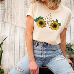 sunflower butterfly shirt png, butterfly shirt png, sunflower shirt png, sunflower tee, floral shirt png,love butterfly