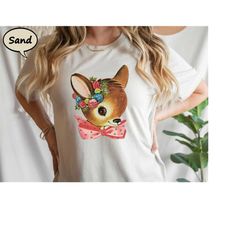 vintage christmas deer shirt, retro deer graphic tee, cute deer christmas t-shirt, vintage christmas shirt, cute christm