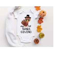 My First Thanksgiving SVG for Baby Boy - Thanksgiving Turkey with Hat Design for Customizing Baby Body for Holidays - Fa