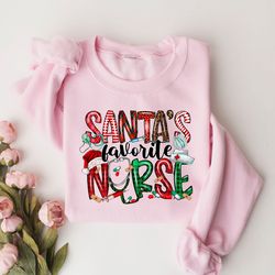 santa's favorite nurse shirt, nurse shirt, nurse life shirt, cute santa tee, christmas shirt, merry christmas shirt, chr