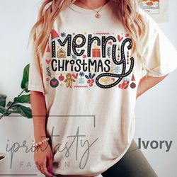 trendy christmas t-shirt, retro merry t-shirt, christmas tee, holiday apparel, iprintasty christmas shirt, holiday appar