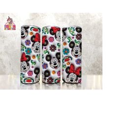 3D Inflated Mouse Sugar Skull Tumbler Wrap Png, Dia de Los Muertos, Inflated Day of the Dead Tumbler Wrap, Mexican Png, Inflated Sugar Skull