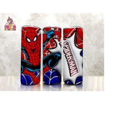3D Inflated Hero Character Tumbler Wrap, Spider Hero 20oz Skinny Wrap, Inflated Avengers Tumbler Wrap PNG, Superhero Png, Boy Tumbler wrap