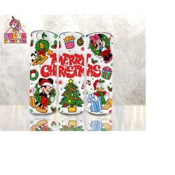 3D Inflated Cartoon Christmas Tumbler Wrap, Mouse And Friends Png, 3D Christmas Png, Merry Christmas, Very Merry Christmas Part Wrap
