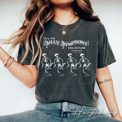 retro silly symphony the skeleton dance halloween comfort colors shirt png, disney halloween shirt png, dancing skeleton