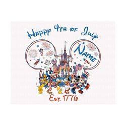 happy 4th of july est 1776 png, mouse and friends png, american flag png, independence day png, mouse head png, name personalized png