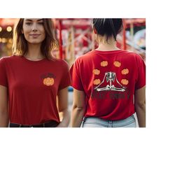 stay spooky shirt, back and front printing spooky season t-shirt, halloween skeleton shirt, skeleton pumpkin tee, spooky