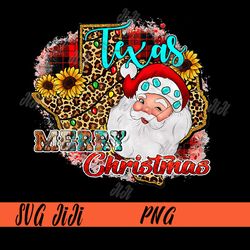 merry christmas png, sunflower cowboy xmas santa leopard png