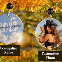 Personalized 1989 Style 2023 Ceramic Ornament with Photo and Wire Accent, Custom Taylor Swift Christmas Ornament