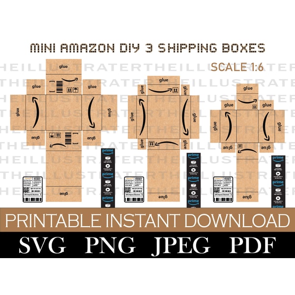 Mini Amazon Box 1:6 Template, Printable Packages, DIY Paper | Inspire ...