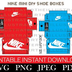 mini shoe box template, mini template, miniature printable shoe boxes, diy paper, dollhouse miniature, cricut file