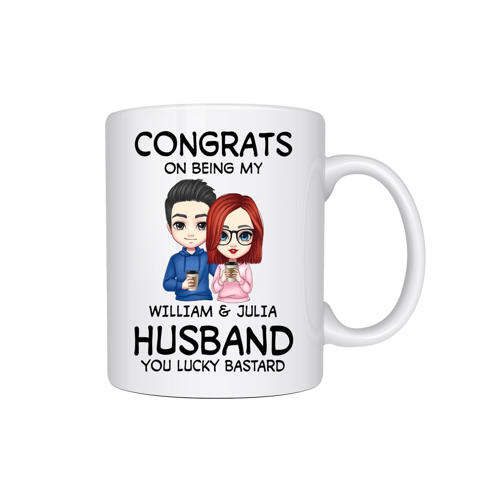 Congrats On Becoming My Husband You Lucky Bastard Ceramic Mug - Gift For Groom - Wedding Gift For Groom - Gift From Bride - Wedding Morning - 1.jpg