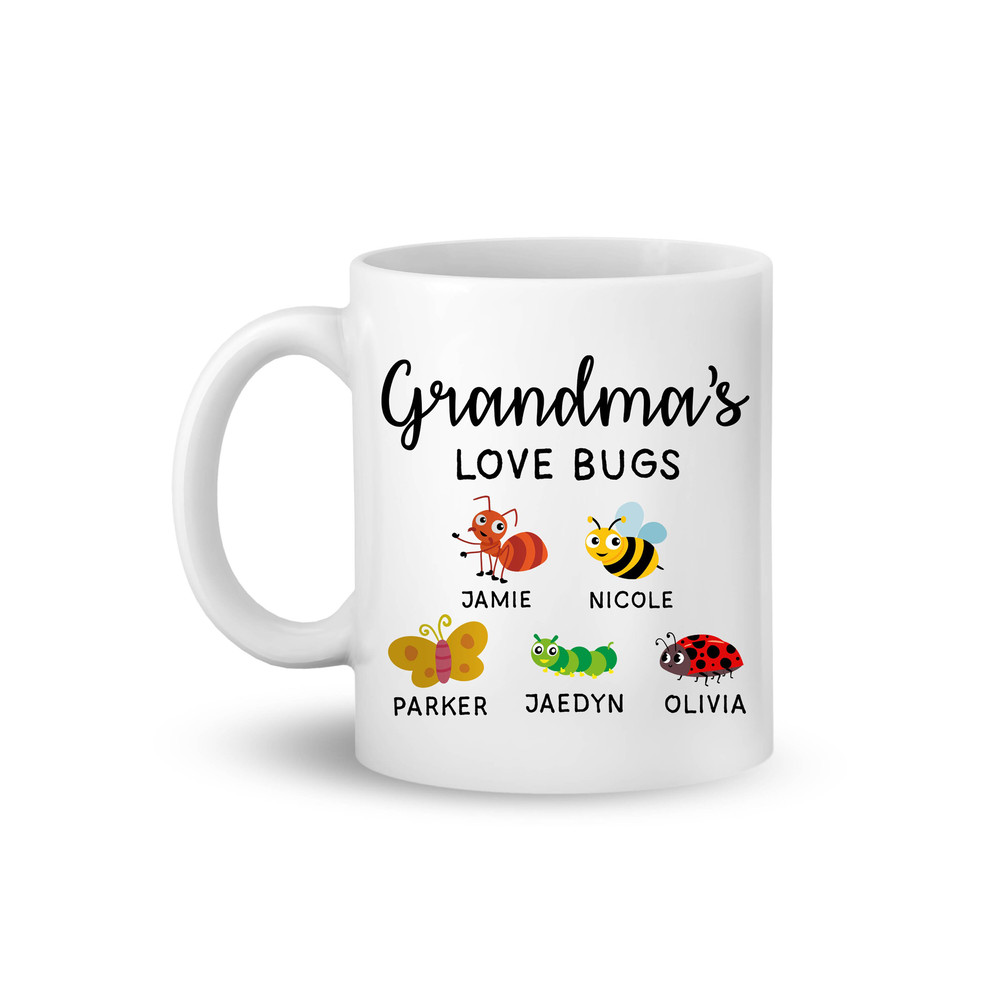 Grandma's Love Bugs Mug,Personalized Grandma Insects Mug,Grandkids Name Mug,Custom Grandma Coffee Mug,Mothers Day Grandma Gift - 1.jpg