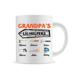 grandpas little helpers mug gift,grandad birthday day gift,gift for dad