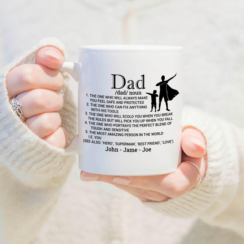 Personalized Dad and Kids Mug, Fathers Day Mug, Gift For Him, Dad Definition Mug, Memorial Father Mug, Coffee Mug Gift From Kids, Christmas - 1.jpg