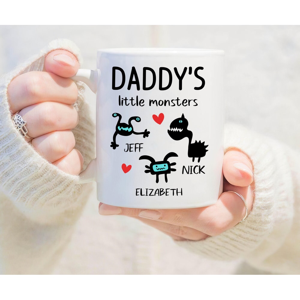 Personalized Daddy's Little Monsters, Father's Day Mug, Funny Custom Father's Day Gift, Gift For Dad Birthday, Custom Gift For Dad, Dad Mug - 1.jpg