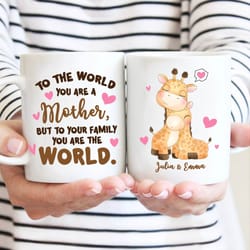 personalized name gift mug, the world you are a mother coffee mug, funny quote mug for mom
