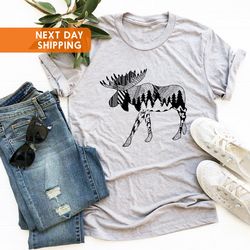nature moose shirt png, cute shirt png for women, mountain moose shirt png, hiking shirt png,  camping moose shirt pngs,