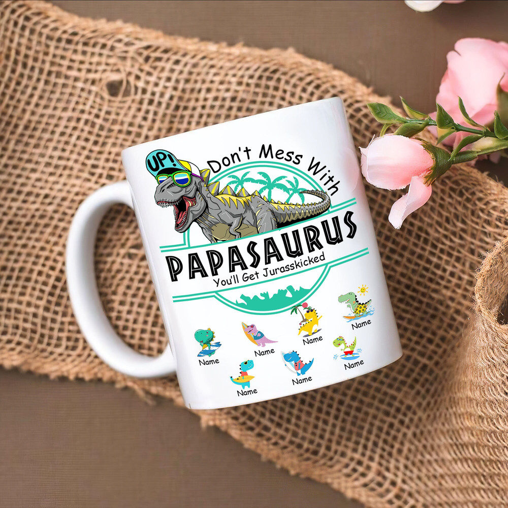 Personalized Papa Dinosaur Mug, Father's Day Gift Mug, Papasaurus Mug, Gift For Dad, Custom Name Kids Mug - 1.jpg