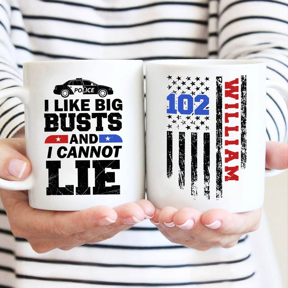 Personalized Policeman Mug, Custom Name Policeman Mug, Father's Day Gift Mug, Dad Police Mug, America Flag Mug - 1.jpg