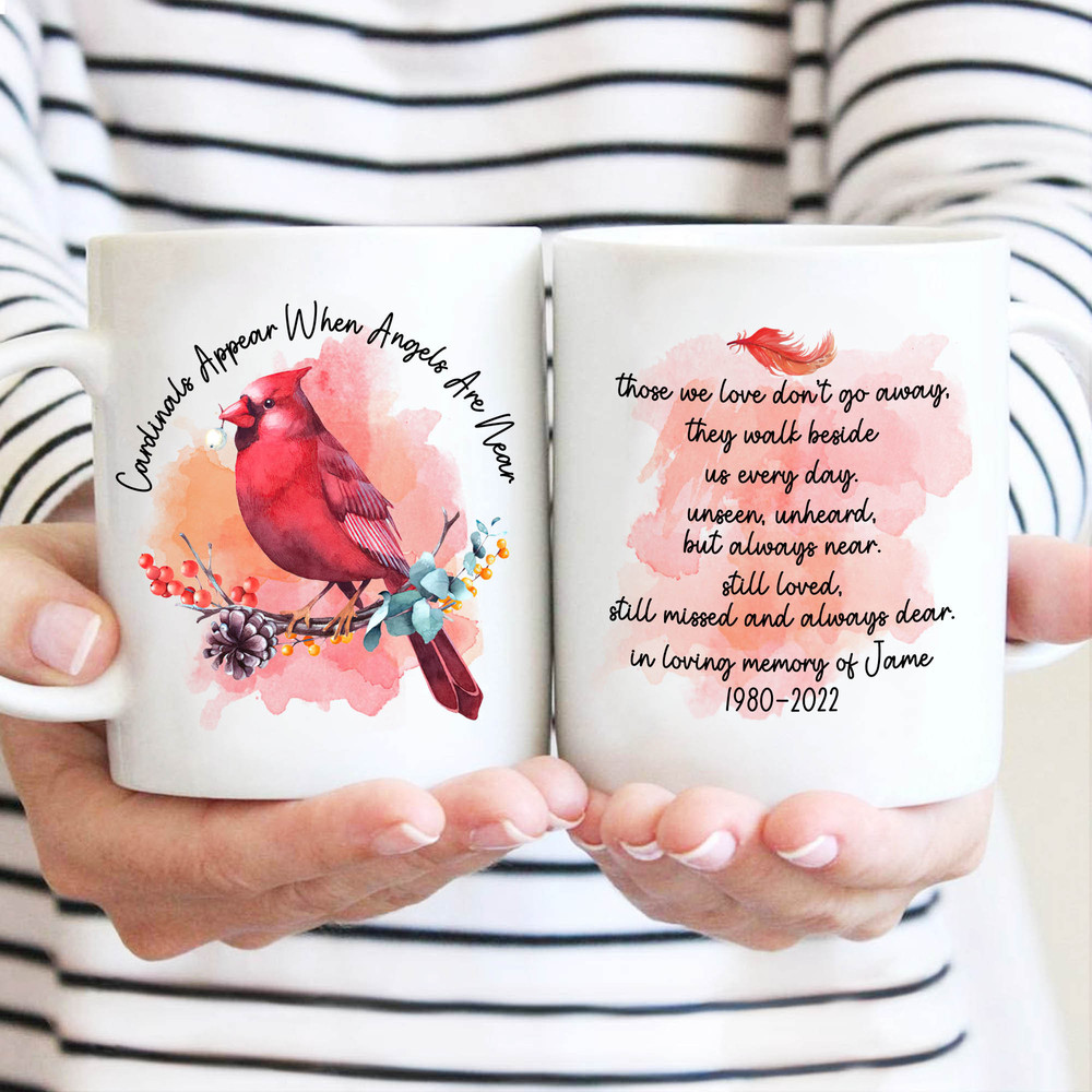 Personalized When Angles Are Near Mug, Cardinal Mug, Sympathy Mug, Memorial Gift, Family Loss Mug, Gift For Mom, Gift For Dad - 1.jpg