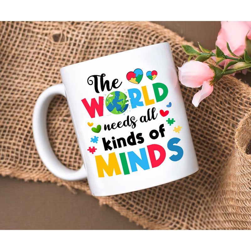 The World Needs All Kinds of Minds Coffee Mug, Autism Awareness Gift Mug, Autism Puzzle Pieces Mugs For Kids - 1.jpg