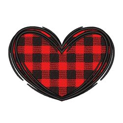 heart embroidery design,  buffalo plaid embroidery design,  valentine's day embroidery file, 3 sizes, instant download