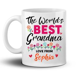 worlds best grandma mug,personalized grandma wildflowers mug,grandkids name mug
