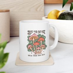 mushroom mug, retro mushroom cup, retro boho mug