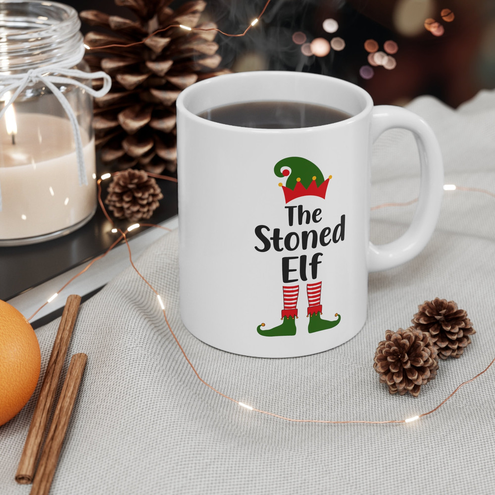 Stoner Mug  Stoner Coffee Cup  Stoner Kit  Weed Accessories  Christmas Coffee Mug  Stoned Elf  Elf mug  Elf Cup  Ceramic Mug 11oz - 2.jpg