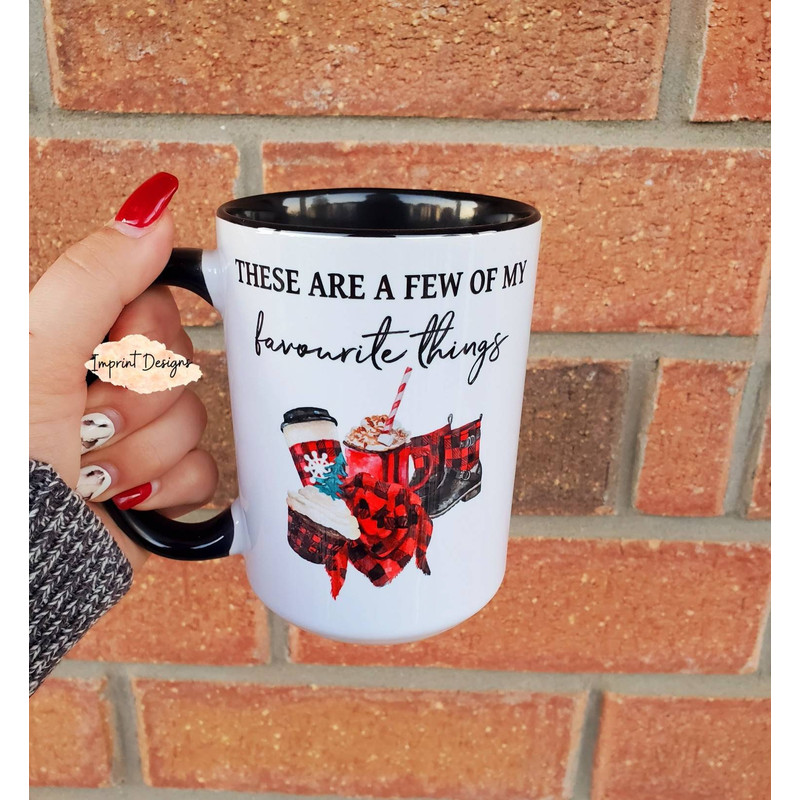 A few of my favorite things, Christmas Plaid hot chocolate, Christmas mug, Tea mug, Coffee mug, Dishwasher Safe mug, Ceramic Coffee Mug - 1.jpg