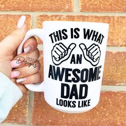 awesome dad looks like, happy fathers day, bonus dad, funny step dad mug, d
