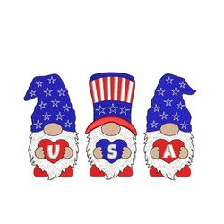 American Gnomes Embroidery Design, 4th July Gnome Embroidery Design, Patriotic Independence Day Embroidery File, 3 sizes
