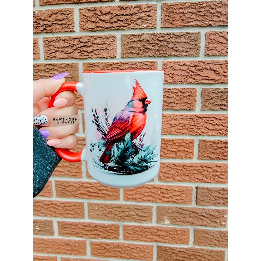 Cardinal bird mug, bird gift , Cardinal ideas , bird watching , coffee mug - 1.jpg