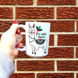 christmas llama, christmas mug, stocking stuffer, tea mug, coffee mug, dish