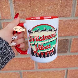 christmas vibes, holiday cheer, christmas mug, stocking stuffer, tea mug, c