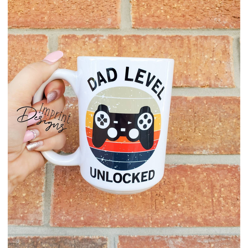 Dad level unlocked, video game dad, gamer dad, funny dad mugs, funny fathers day gift, Dishwasher Safe mug - 1.jpg