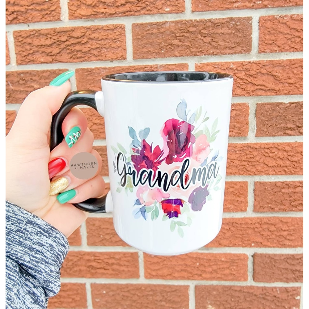 Grandma, Grandma floral, gift for her, birthday gift, coffee mug,Dishwasher Safe mug - 1.jpg