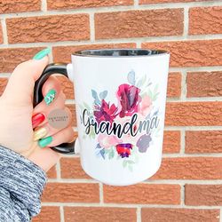 grandma, grandma floral, gift for her, birthday gift, coffee mug,dishwasher