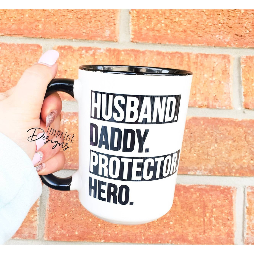 Husband daddy protector hero, Happy Father's Day, Funny Dad Mug, Dad Mug, Dishwasher Safe mug, fathers day - 1.jpg