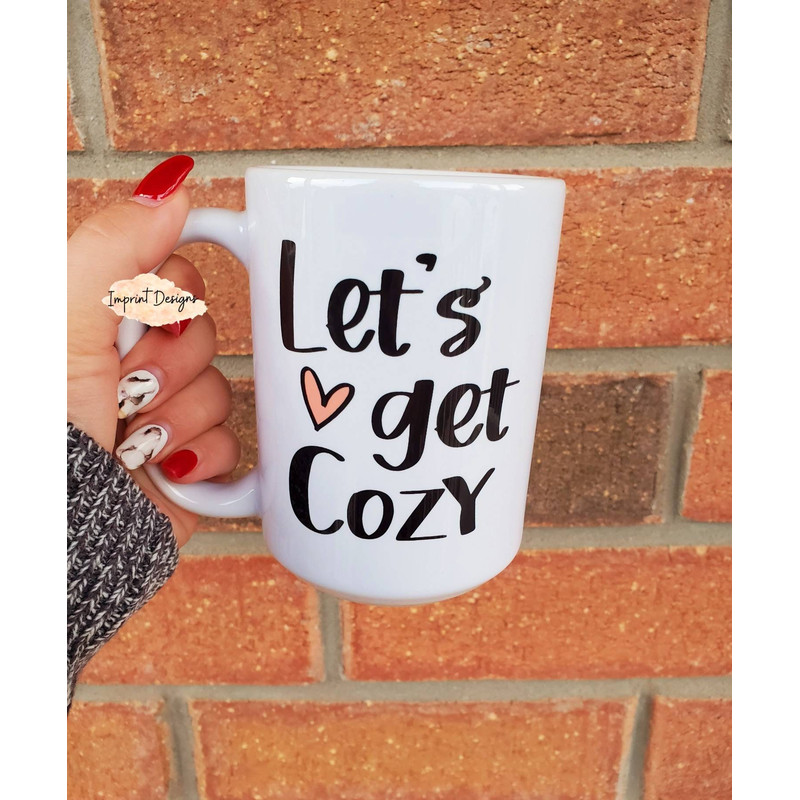 Lets get cozy mug, cuddle up with a book, Christmas mug, Tea mug, Coffee mug, Dishwasher Safe mug - 1.jpg